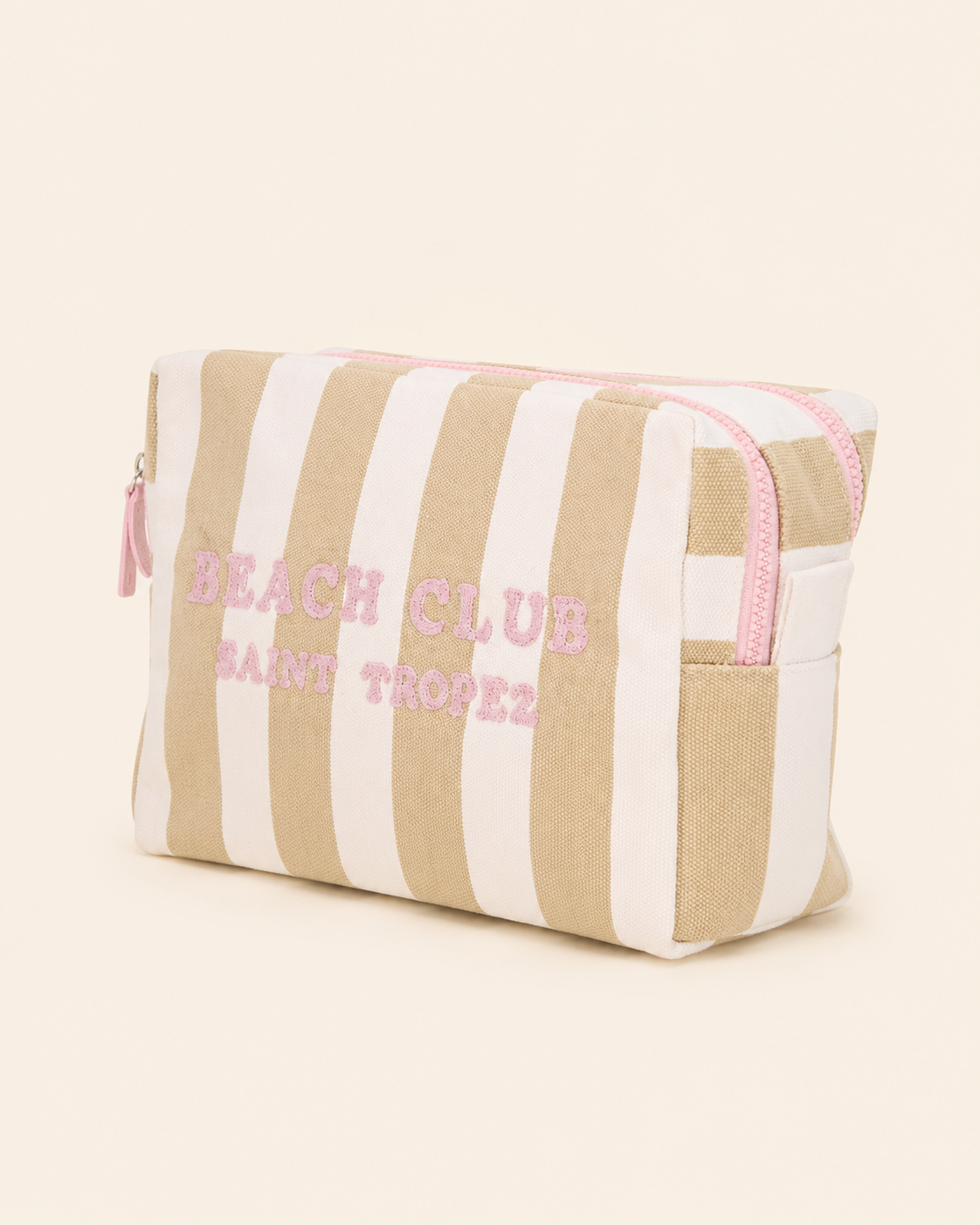 Marinette Saint Tropez Pochette Doppia Zip Beach Club Beige e Bianco