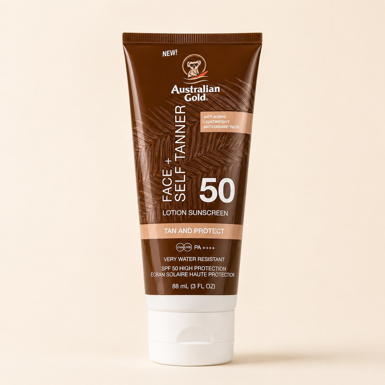Australian Gold Face + Self Tanner Lozione Solare Viso SPF50 PA++++ 88ml
