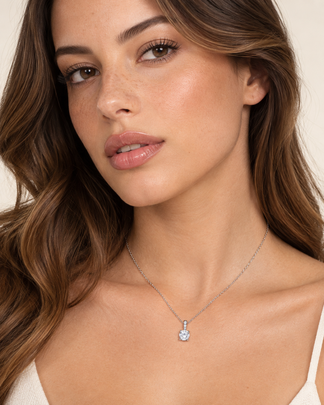 Amen Collana Punto Luce Argento 925 Rodiato con Zircone Bianco