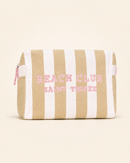 Marinette Saint Tropez Pochette Doppia Zip Beach Club Beige e Bianco
