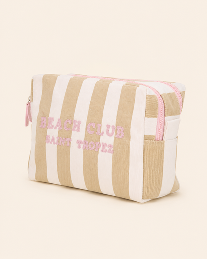 Marinette Saint Tropez Pochette Doppia Zip Beach Club Beige e Bianco