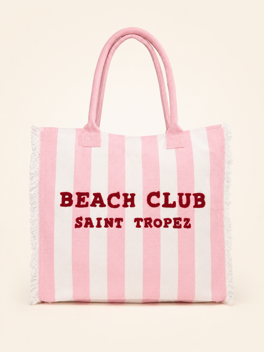 Marinette Saint Tropez Borsa Beach Club Righe Rosa e Bianco