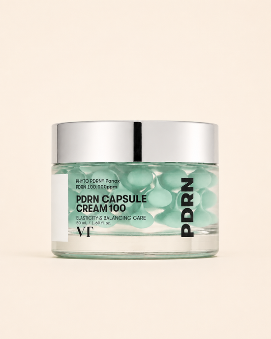 VT Cosmetics PDRN Capsule Cream 100 Crema Idratante Viso 50ml Acido Ialuronico e 9 Peptidi, Crema Rassodante, Nutriente e Rimpolpante Coreana