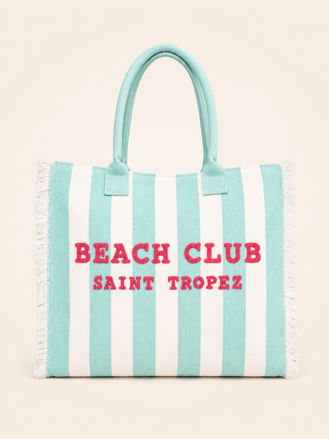 Marinette Saint Tropez Borsa Beach Club Righe Verde Acqua e Bianco