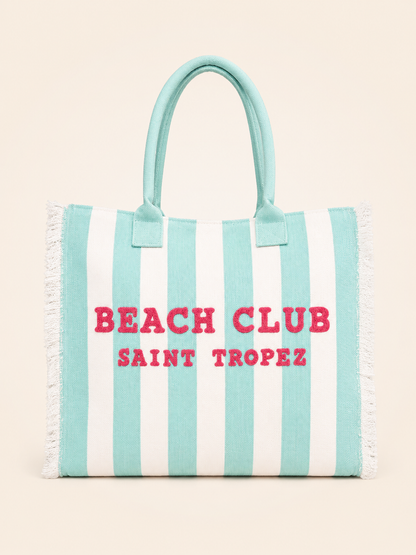 Marinette Saint Tropez Borsa Beach Club Righe Verde Acqua e Bianco