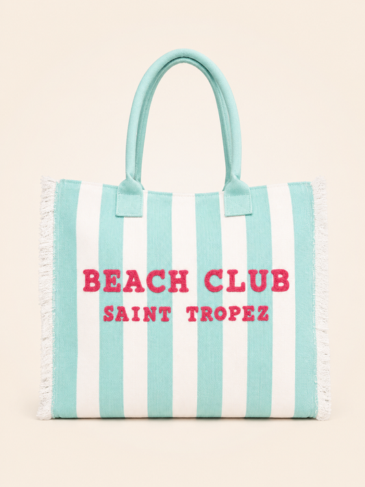 Marinette Saint Tropez Borsa Beach Club Righe Verde Acqua e Bianco