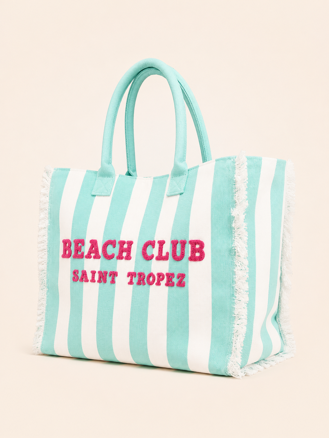 Marinette Saint Tropez Borsa Beach Club Righe Verde Acqua e Bianco