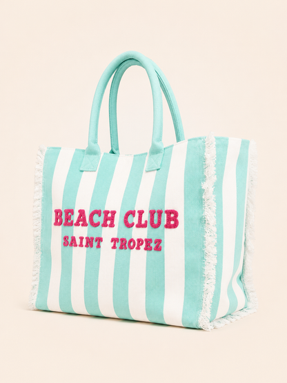 Marinette Saint Tropez Borsa Beach Club Righe Verde Acqua e Bianco