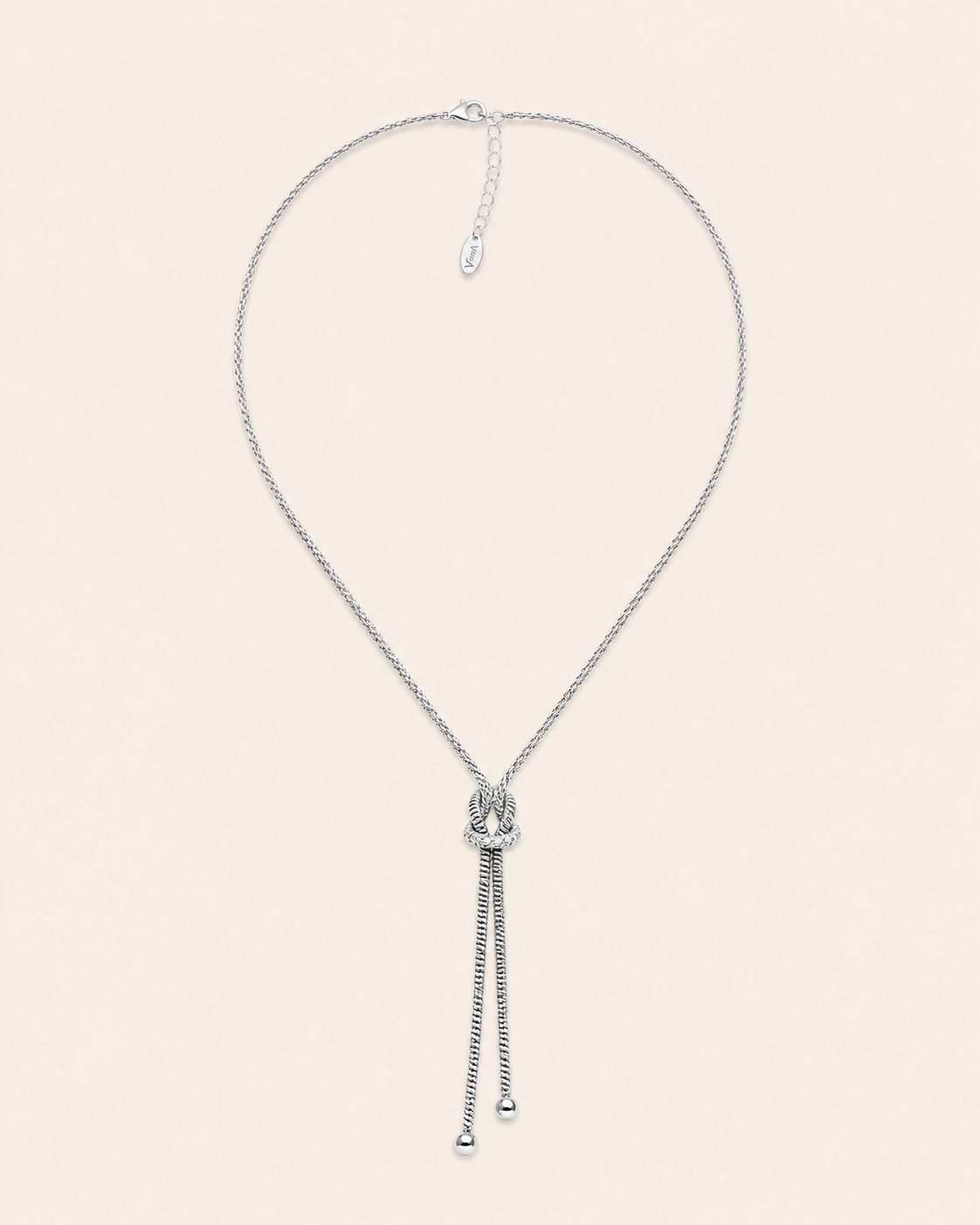 Amen Collana Argento 925 Rodiato con Nodo e Doppia Coda Snake Chain