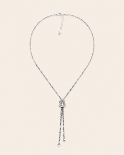 Amen Collana Argento 925 Rodiato con Nodo e Doppia Coda Snake Chain