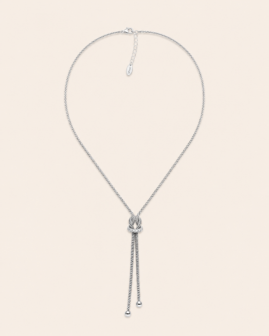Amen Collana Argento 925 Rodiato con Nodo e Doppia Coda Snake Chain