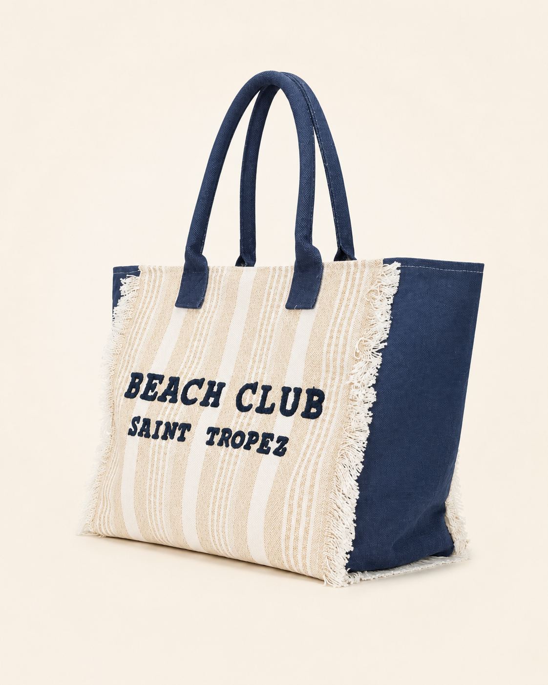 Marinette Saint Tropez Borsa Beach Club Righe Beige e Blu Navy