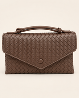 Borsa a Mano in Vera Pelle Intrecciata Made in Italy Marrone