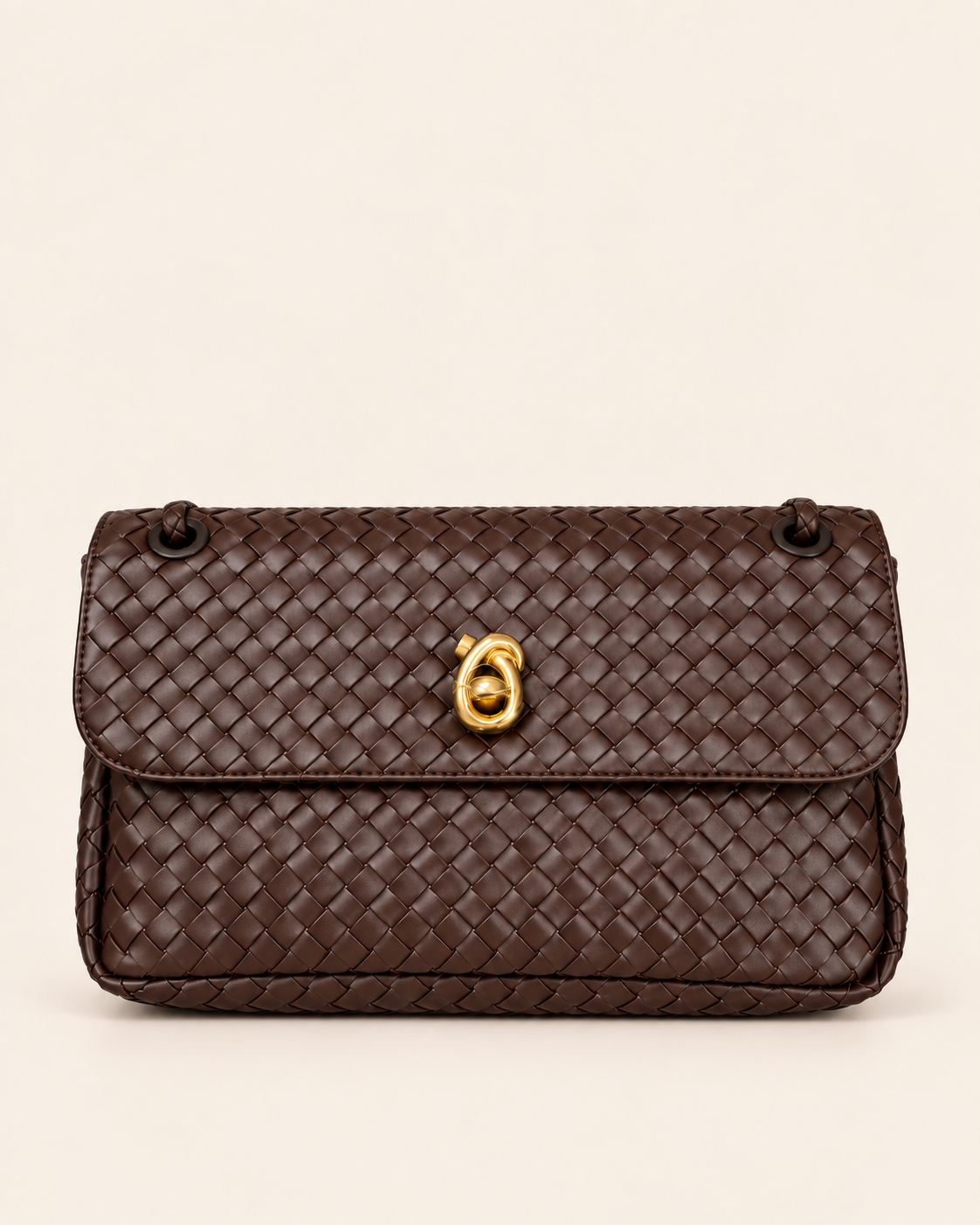 Borsa a Spalla in Vera Pelle Intrecciata a Mano Made in Italy Marrone