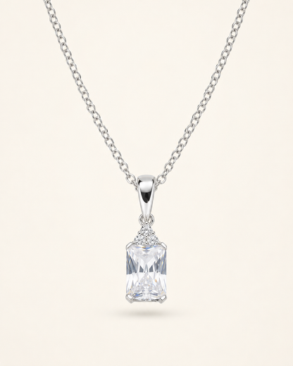 Amen Collana Princess Argento 925 Rodiato con Zircone Baguette Bianco