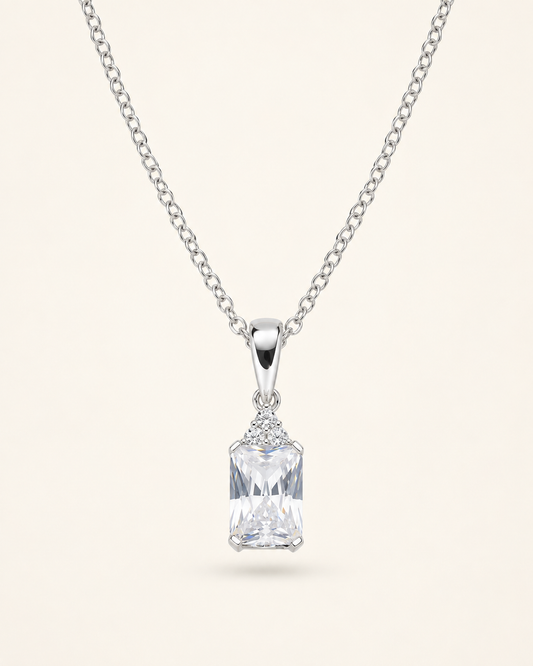 Amen Collana Princess Argento 925 Rodiato con Zircone Baguette Bianco