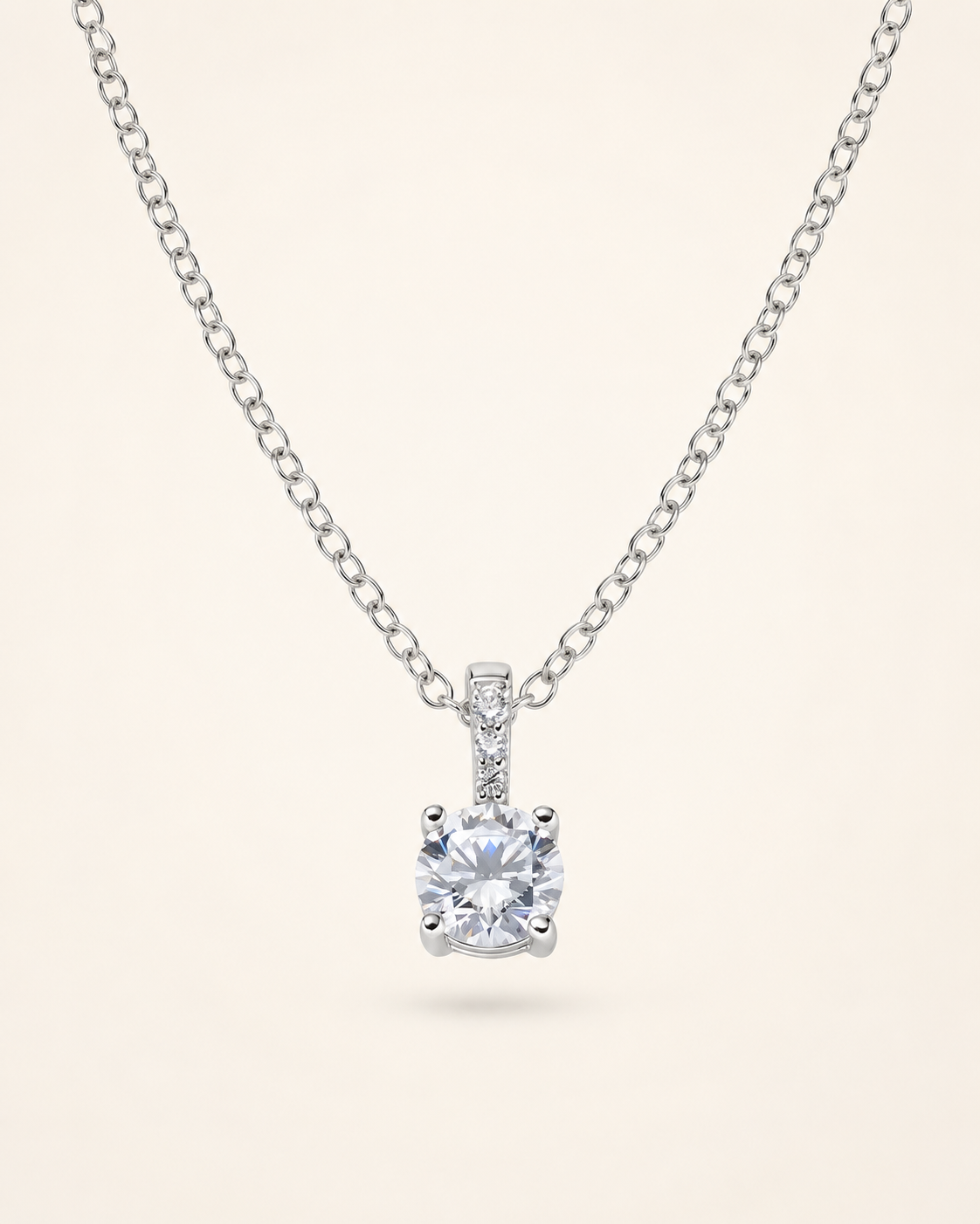 Amen Collana Punto Luce Argento 925 Rodiato con Zircone Bianco