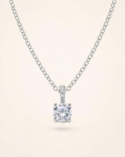 Amen Collana Punto Luce Argento 925 Rodiato con Zircone Bianco