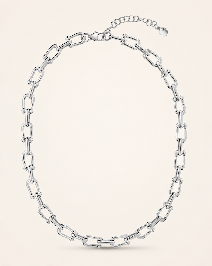 Bronzallure Collana Girocollo White Catena a Staffa Lucida