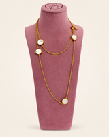 Bronzallure Collana Lunga con Dischi Reversibili Madreperla Bianca e Onice Nera
