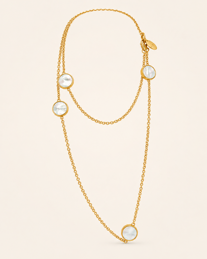 Bronzallure Collana Lunga con Dischi Reversibili Madreperla Bianca e Onice Nera