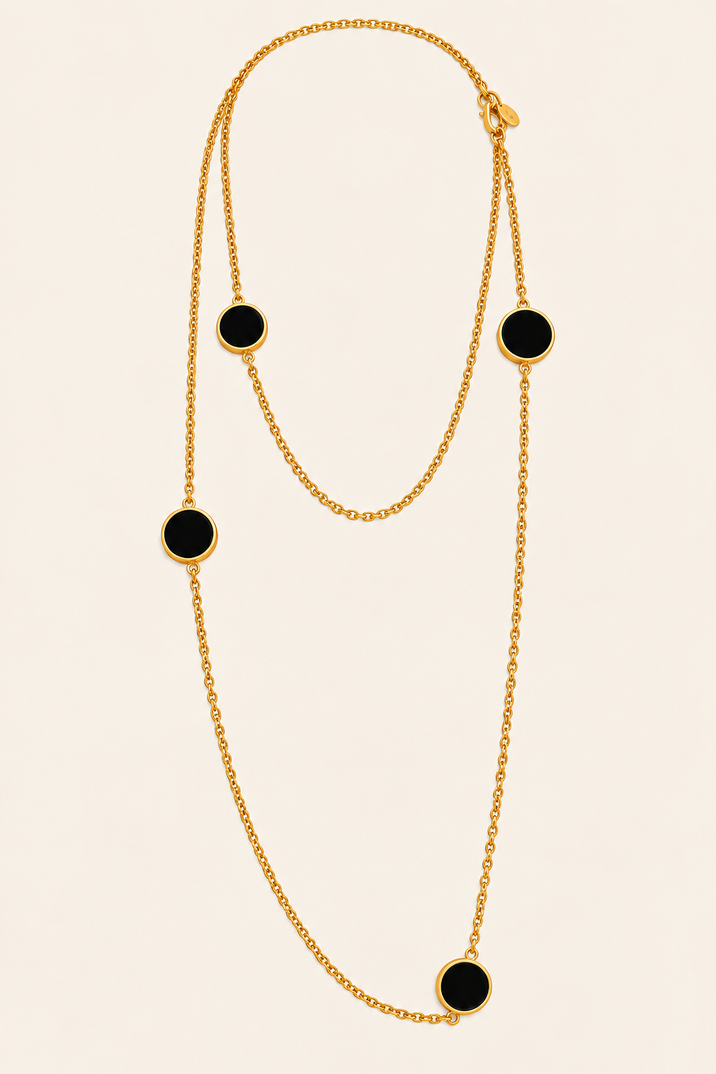 Bronzallure Collana Lunga con Dischi Reversibili Madreperla Bianca e Onice Nera