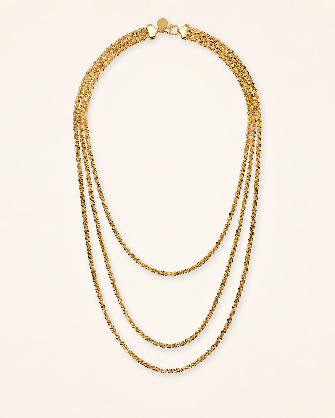 Etrusca Collana Multifilo Graduata Catena Margherita Placcata Oro Giallo 18kt
