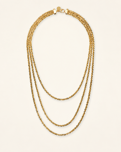 Etrusca Collana Multifilo Graduata Catena Margherita Placcata Oro Giallo 18kt