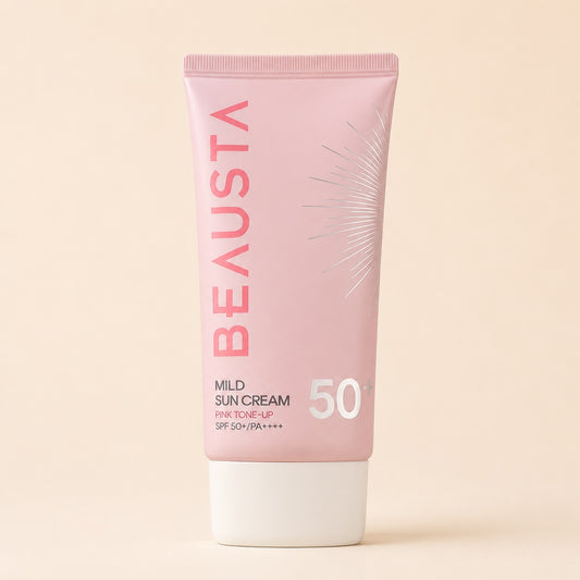 Beausta Crema Solare Viso con Effetto Tone-Up Rosa SPF50+ 50g